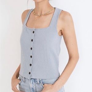 NWT Madewell Ribbed Button-Front Crop Tank